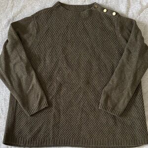 Talbots Dark Brown Crewneck Sweater with Button Detail